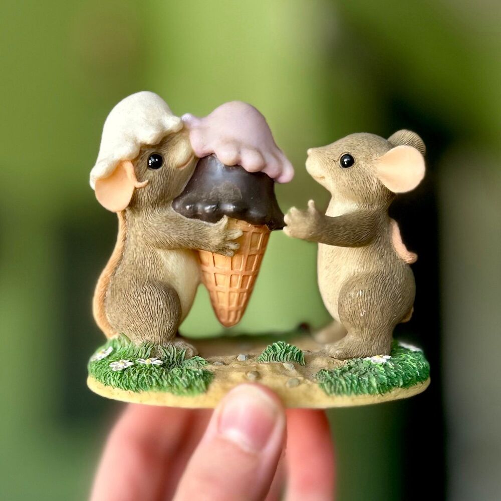 ❌SOLD  Charming Tails Mice "Triple Delight" Ice Cream Mini Figurine